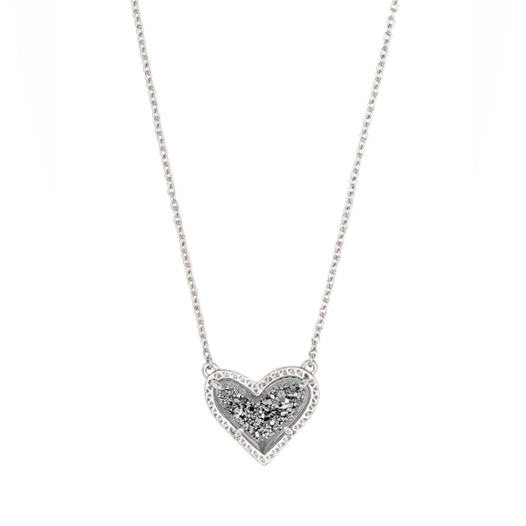 Kendra Scott Jewelry - Kendra Scott Ari Heart Silver Pendant Necklace — Platinum Drusy